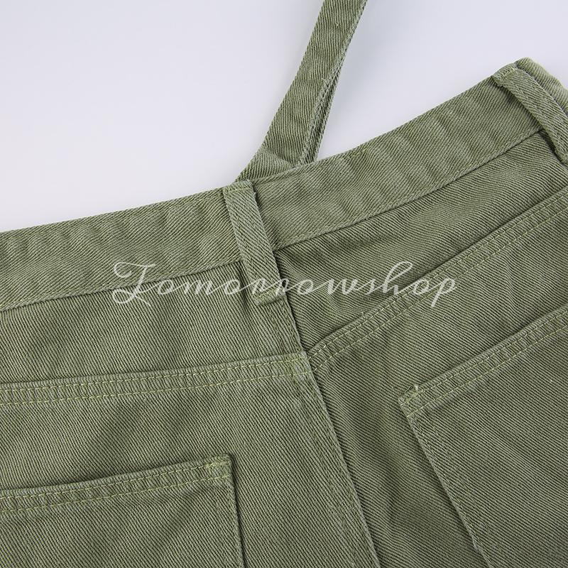 Tomorrow Quần Jean Nữ Lưng Cao Xẻ Tà Màu Xanh Lá Cây gradient Phong Cách Đường Phố vintage Gợi Cảm zwk0028