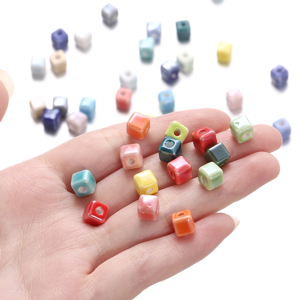 St. kunkka Bộ 5 Hạt Gốm Vuông Lỗ Xỏ Vòng Tay / Dây Chuyền Có Thể Sử Dụng Làm Trang Sức diy