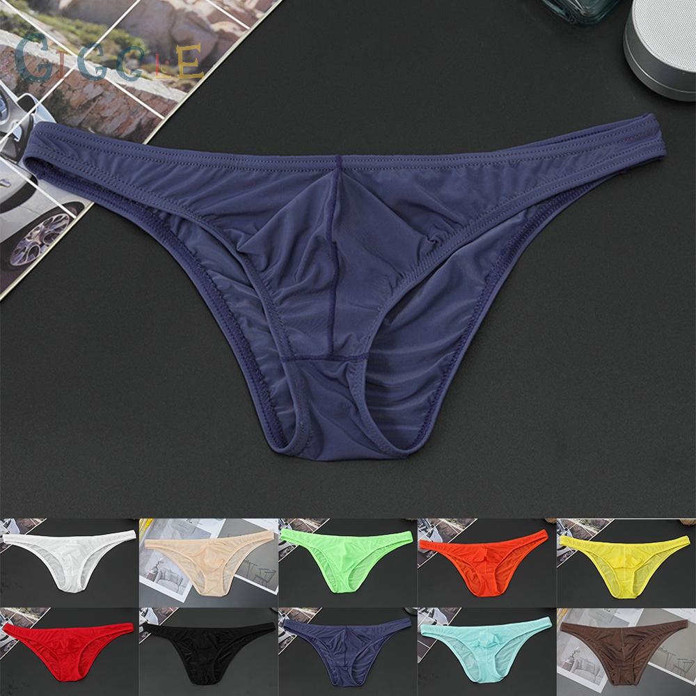 Men's Underwear with Low rise Fit and See through Pouch made of Ice Silk