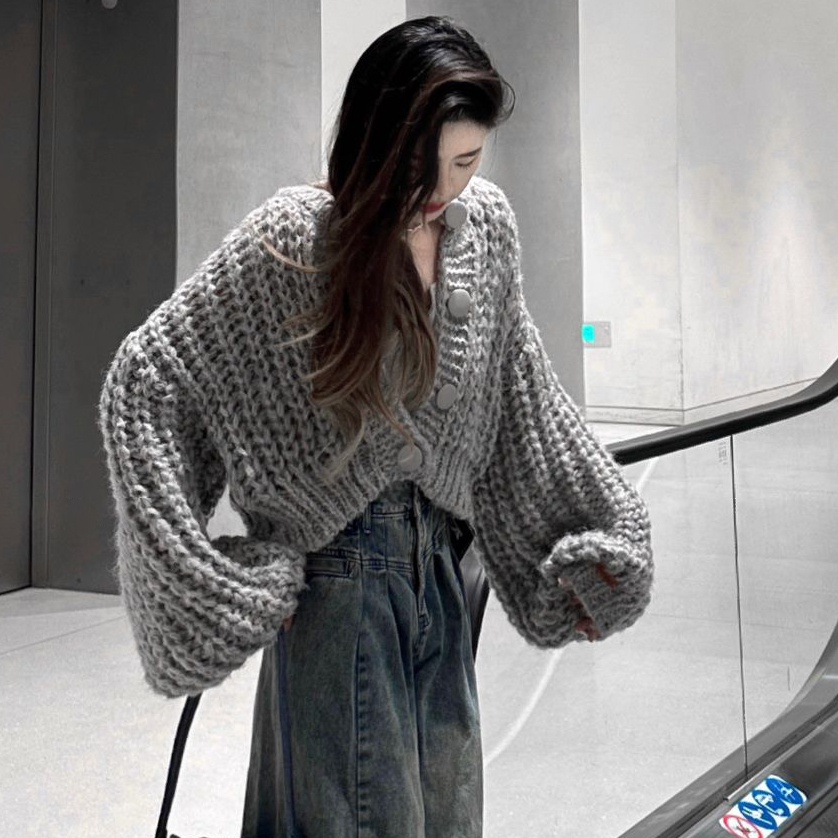 Áo Khoác cardigan Dệt Kim Dáng Rộng Phong Cách Hàn Quốc Thời Trang Thu Đông Hàng Mới áo len croptop áo sweater