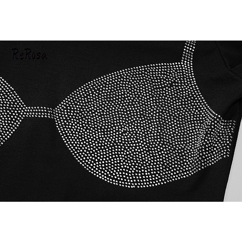 Rerosa Áo Thun Tay Dài Cổ Tròn Dáng Ôm Phối Màu Tương Phản Thời Trang 2023 Cho Nữ