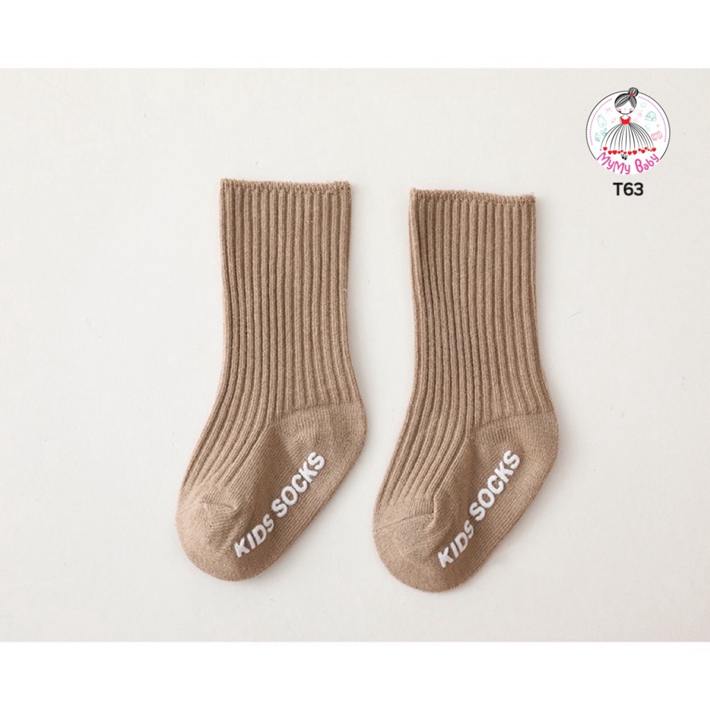 Tất trơn nhiều màu thun gân đế chống trượt từ 0-24 tháng