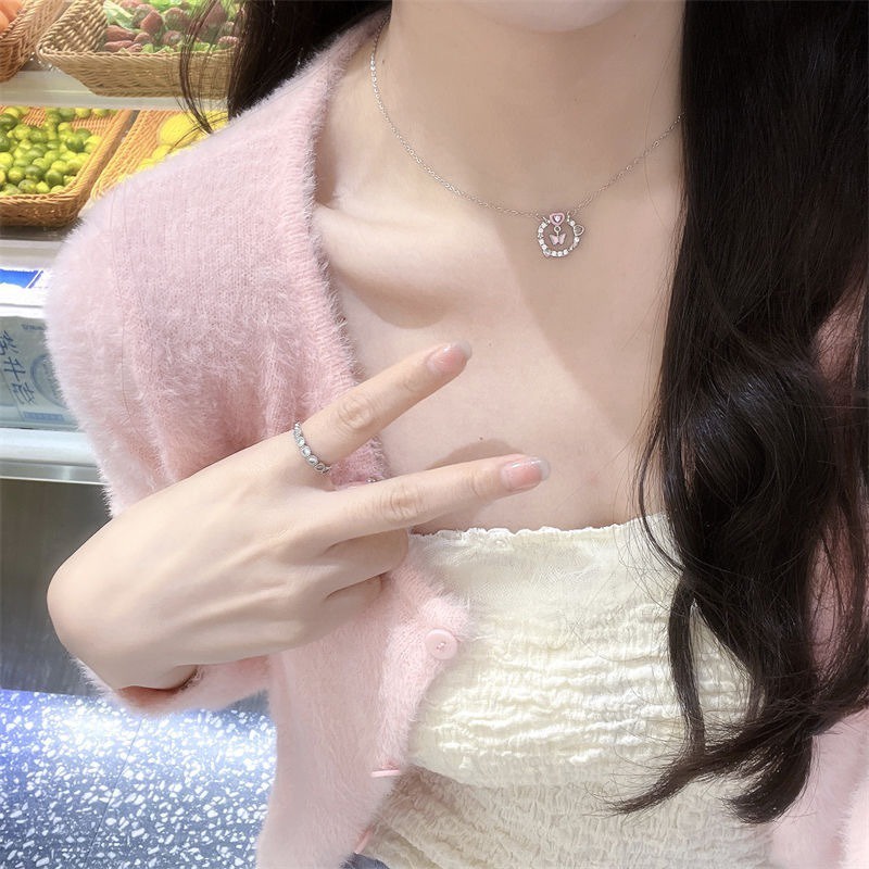 Vòng cổ Mặt Hình Trái Tim / Ngôi Sao / Vòng Tròn Đính Đá Lấp Lánh Lãng Mạn Cho Nữ