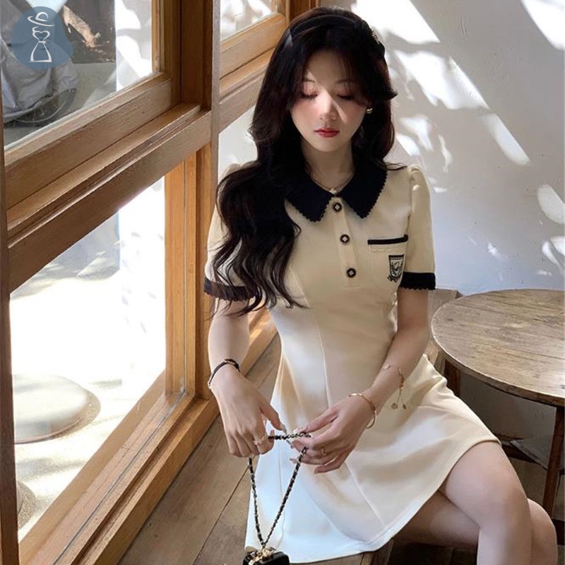 Đầm mini Dáng Chữ a Lưng Cao Phong Cách preppy Ngọt Ngào Cho Nữ Sinh