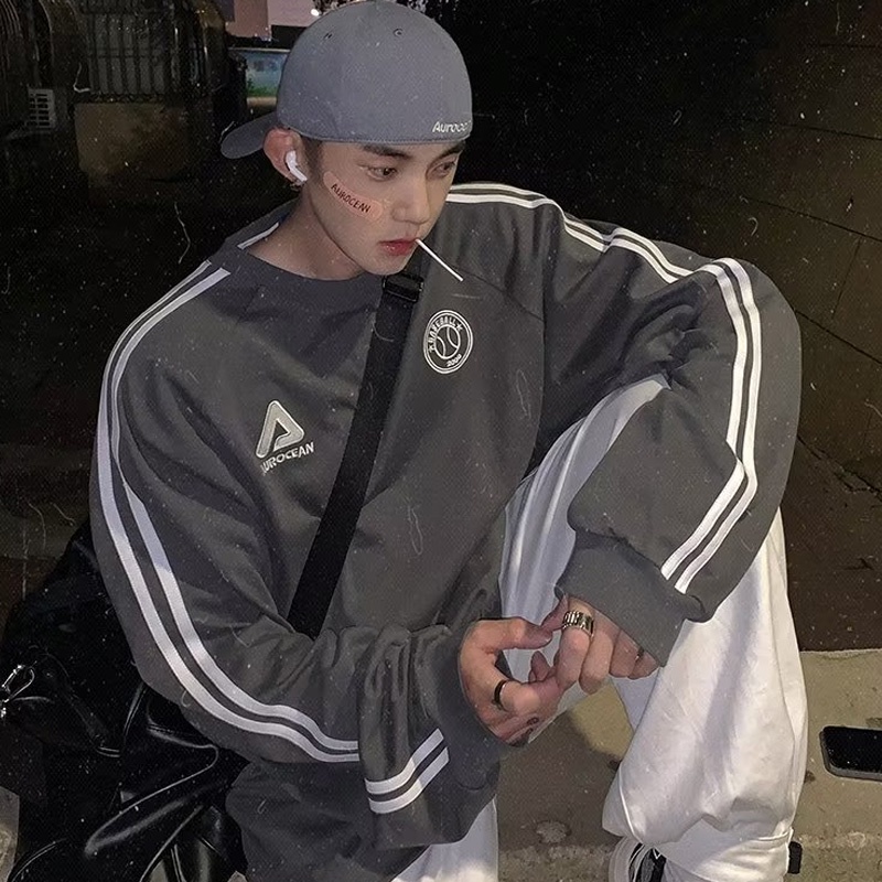 Vunc Áo Sweater Tay Dài Dáng Rộng In Họa Tiết Đường Phố Mỹ Thời Trang Cho Nam