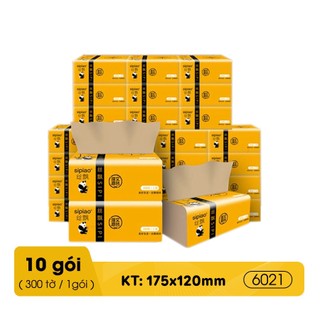 Bịch 10 gói Giấy ăn gấu trúc Sipiao gói 300 tờ hàng loại 1