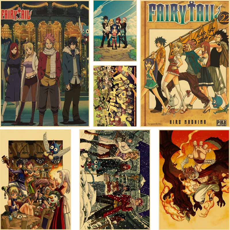 Tranh Treo Tường In Hình anime fairy tail Phong Cách Cổ Điển 42x30cm
