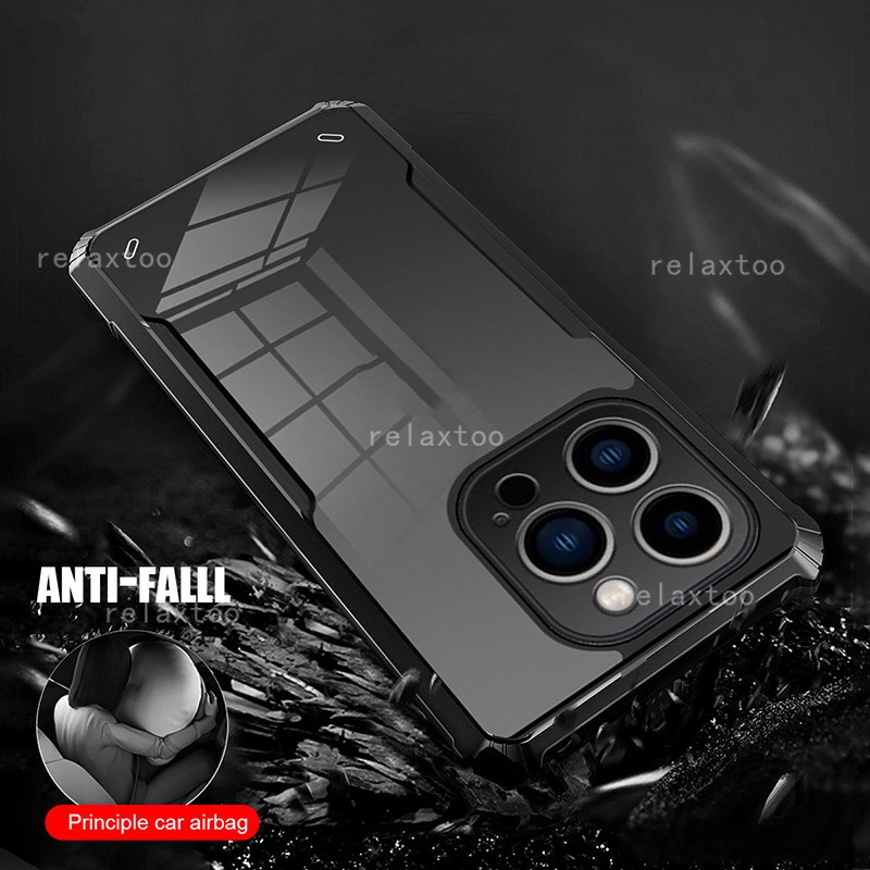 Shockproof Clear Case For iPhone 15 Pro Max Plus 15Plus 15ProMax 5G 2023 Transparent Acrylic Phone Case For iPhone15 Soft TPU Silicone Camera Lens Protect Back Casing Cover