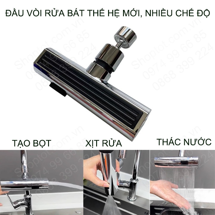 Đầu vòi rửa bát thông minh thế hệ mới với 3 chế độ phun  bằng nhựa ABS