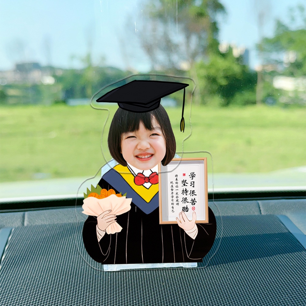 Mô hình standee lắc đầu chạy pin ghép mặt theo yêu cầu  cute làm quà tặng, trang trí ô tô, để bàn Trí Decor anime