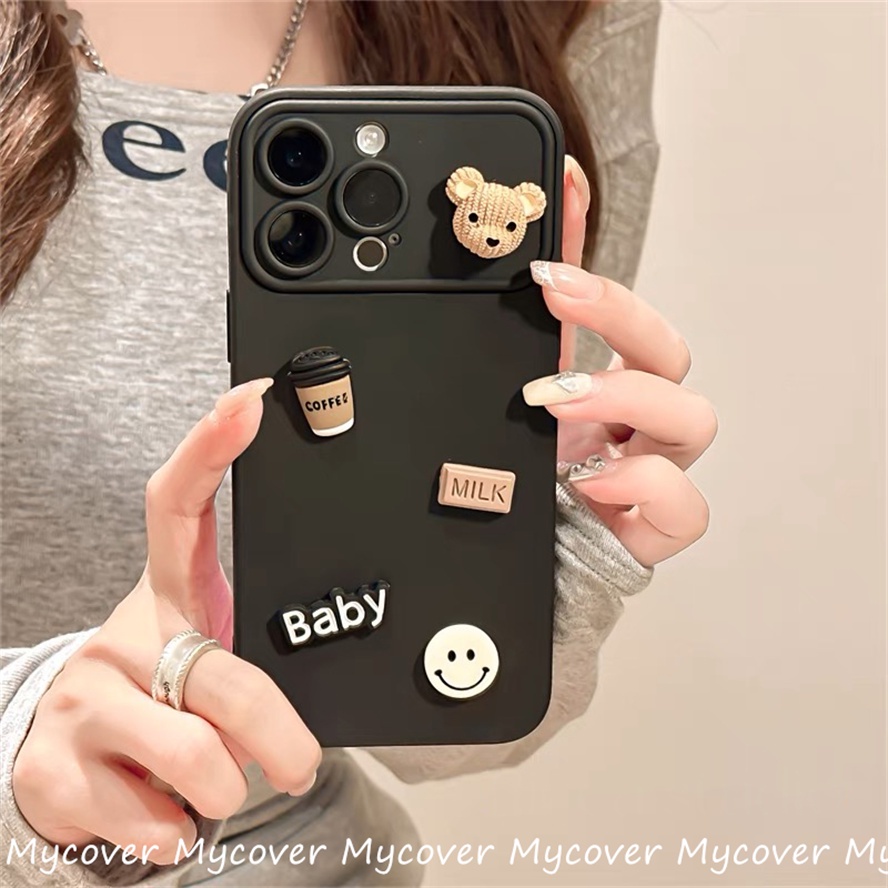 Ôp Điện Thoại Silicon Dẻo Hình Gấu / Cà Phê 3d Dễ Thương Cho iphone 11 12 13 14 15pro max x xr xs 8 7 6 plus se 2020 Ốp