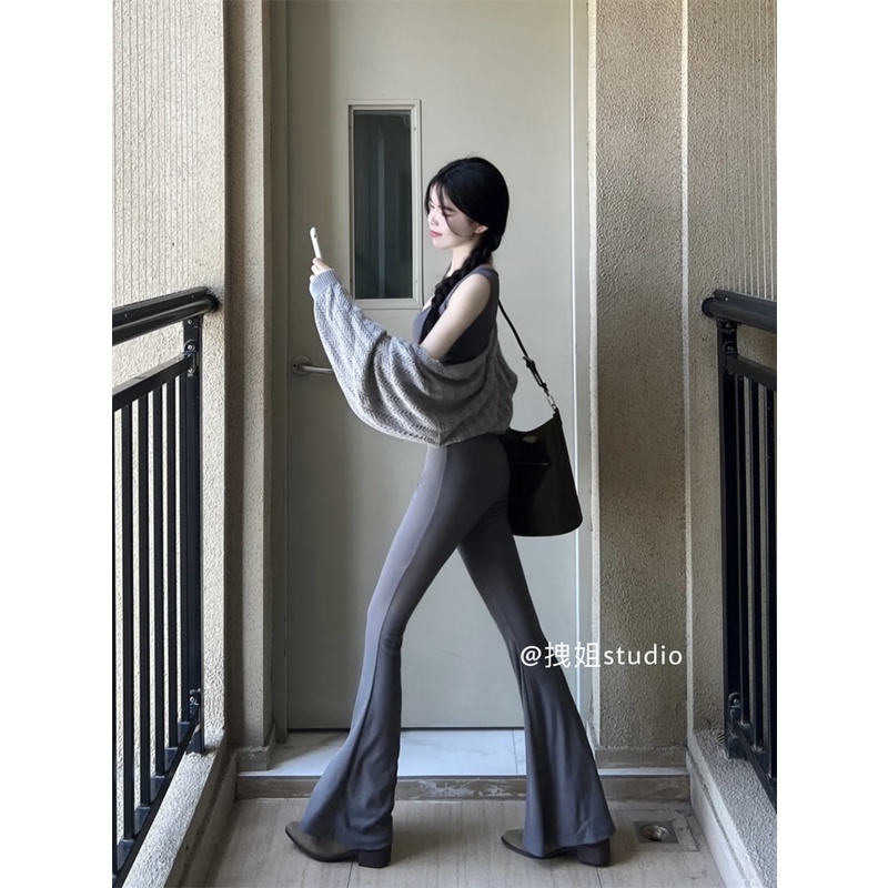 Quần Dài Lưng Cao Ống Loe Ôm Dáng Phong Cách Mới Mùa Thu Cho Nữ