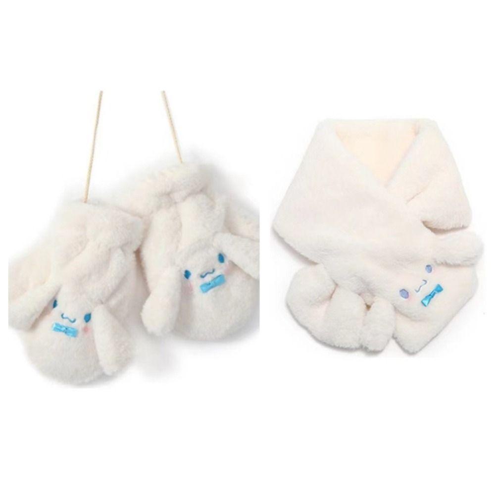 Khăn quàng cổ/ găng tay MKEB vải bông chống lạnh hở ngón họa tiết Cinnamoroll Kawaii hoạt hình