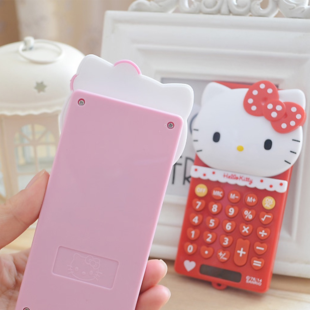 ☢ Máy tính điện tử Hello Kitty Máy tính xách tay dễ thương Nắp đậy bằng lòng bàn tay Máy tính văn phòng Trường học Công cụ kế toán tài chính Chức năng Tính toán Quà tặng