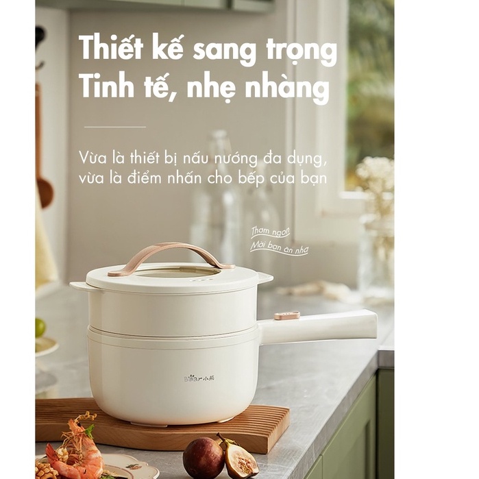 Nồi Điện Đa Năng 2.5L BEAR SB-NL25L, Có Khay Hấp, Lớp Tráng Men Gốm Ceramic Siêu Chống Dính- Bảo Hành 12 Tháng