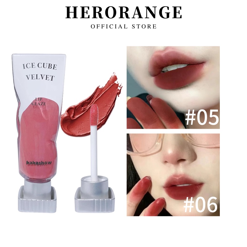 Son kem lì KAKASHOW herorange mềm môi căng mọng thiết kế dễ thương - Ice Cube Velvet Cute Doll