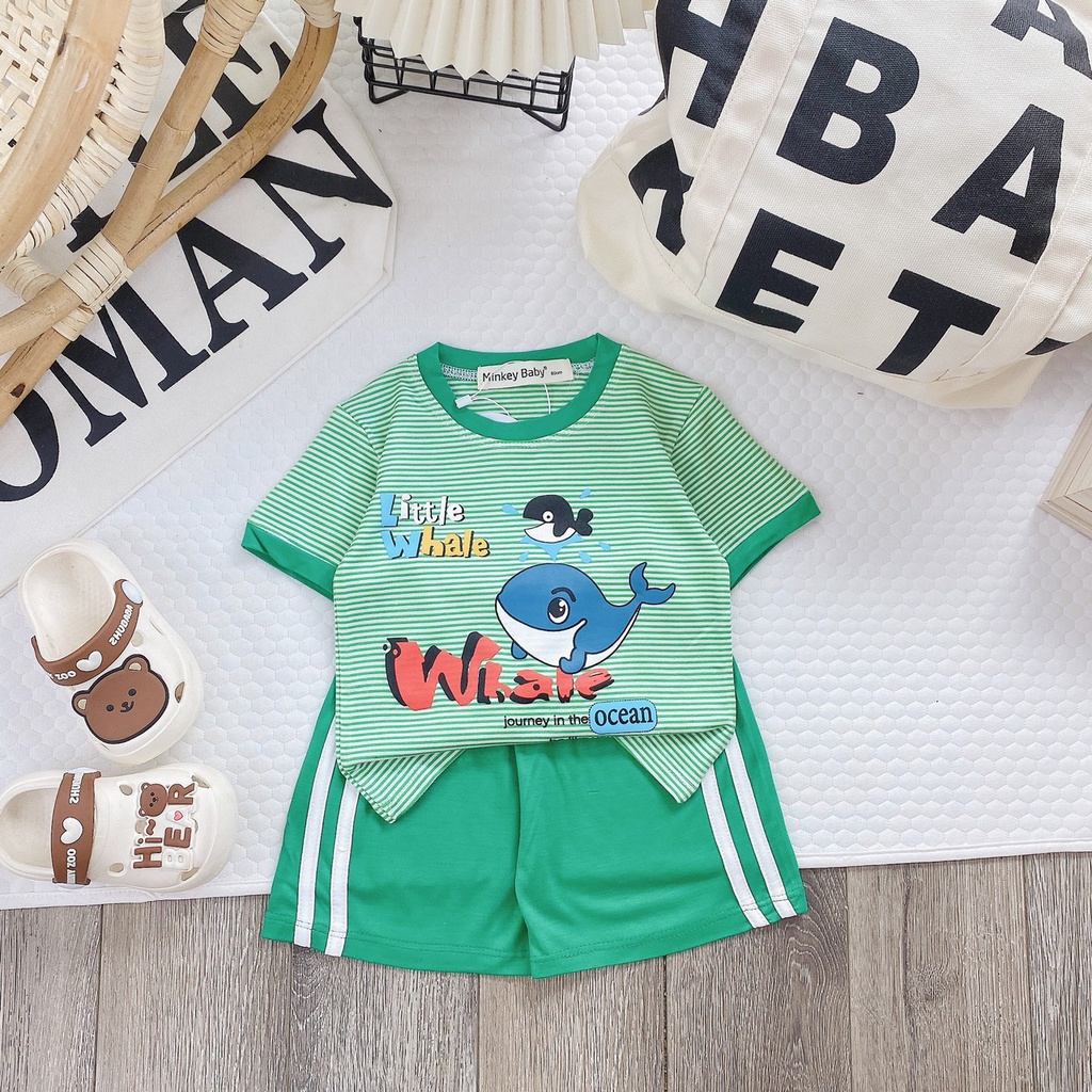 Đồ bộ thun lạnh cho bé trai bé gái , vải mềm mát thoáng khí, in hình dễ thương cho bé mặc nhà, bé mặc đi học.