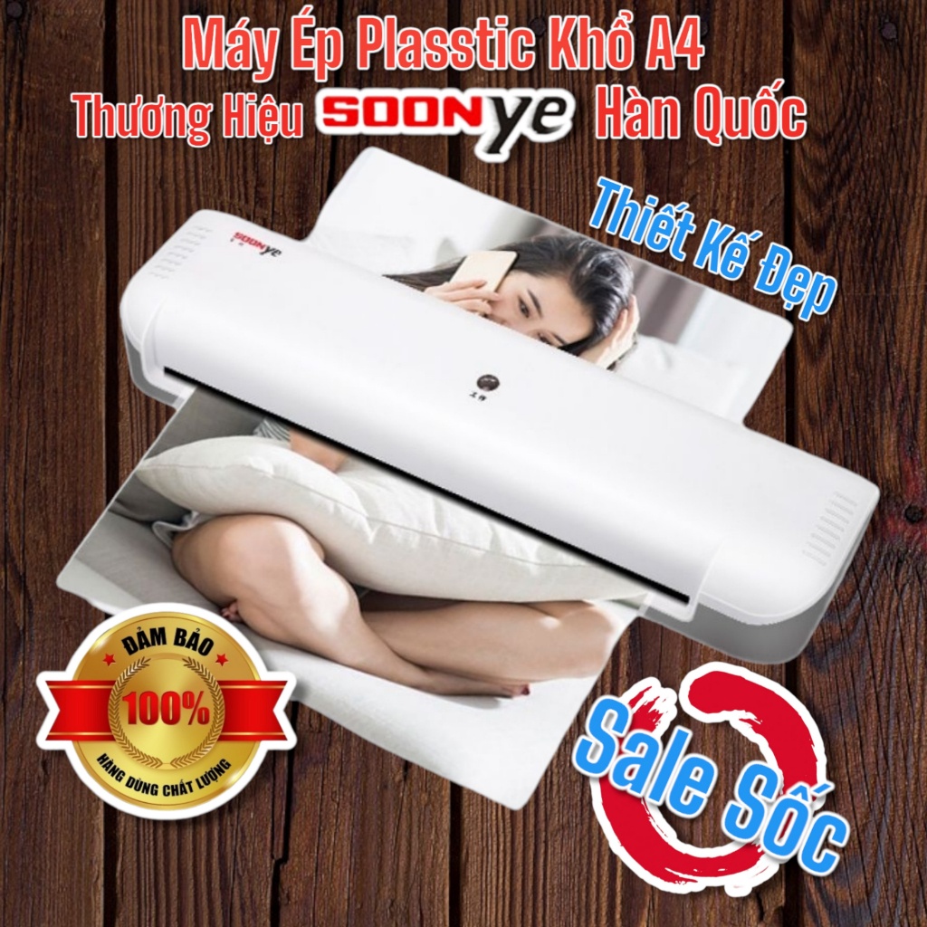 Máy Ép Plastic Xuất Xứ Korea SOONYE, Ép A4, A5, A6, Bảo Hành 12 Tháng, Tặng Màng Ép