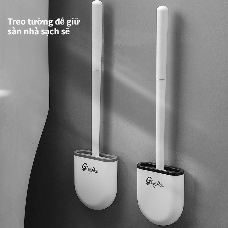Bộ Cọ Chà toilet Bằng silicone Cán Dài Tiện Lợi Dành Cho Nhà Tắm