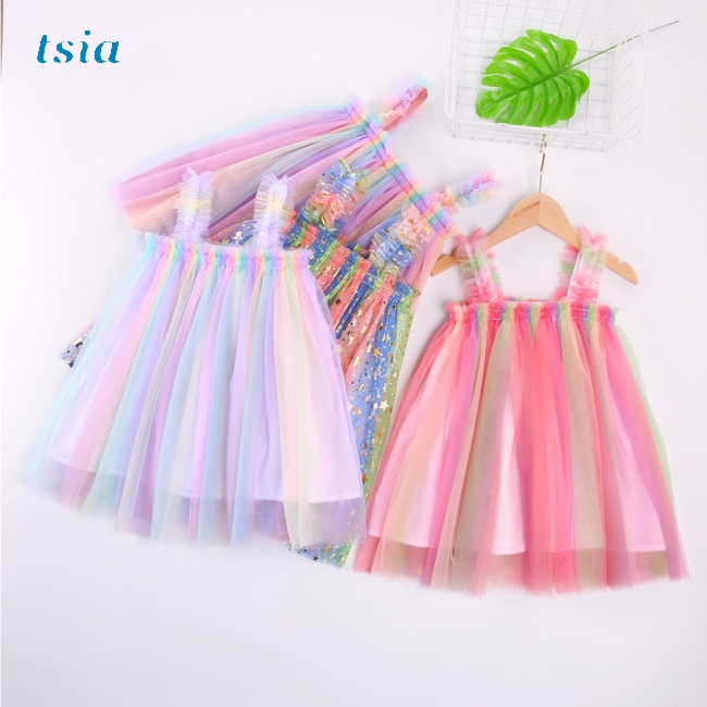 Đầm cotton Phối Lưới Nhiều Màu Sắc Cho Bé Gái 0-5 Tuổi
