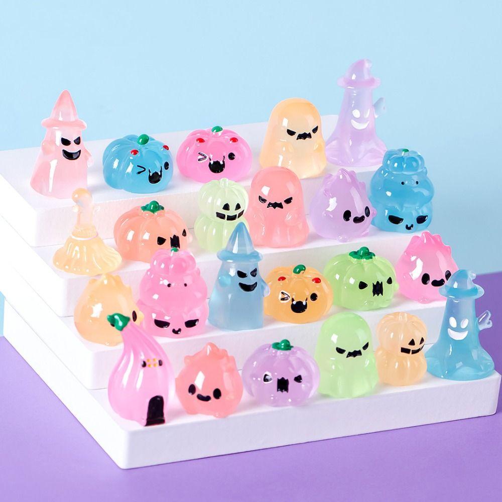 Mmluck Tượng Ma Bí Ngô Dạ Quang mini Bằng Nhựa resin Phát Sáng Trong Tối Trang Trí halloween