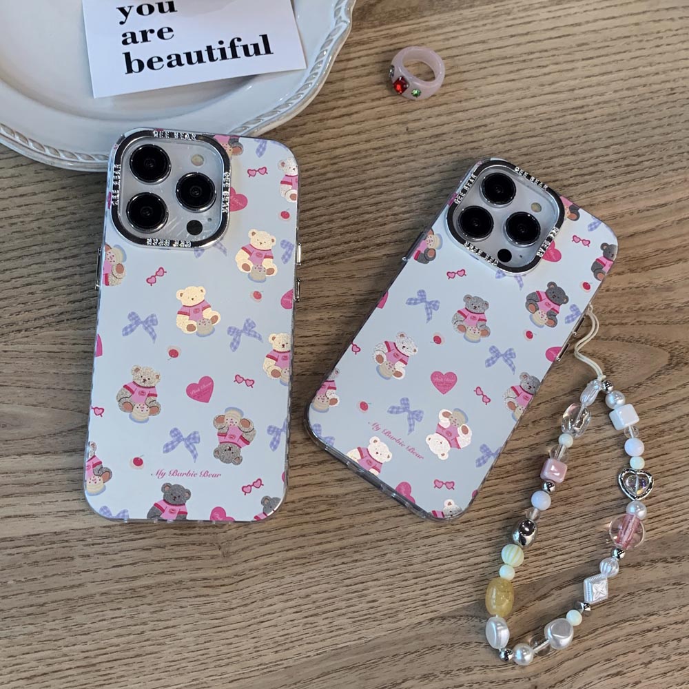 Vỏ Bao Da Điện Thoại Cứng Mạ Điện Họa Tiết Gấu Cho iphone 11 12 12pro 12promax 13 13pro 13promax 14 14pro 14promax Ốp