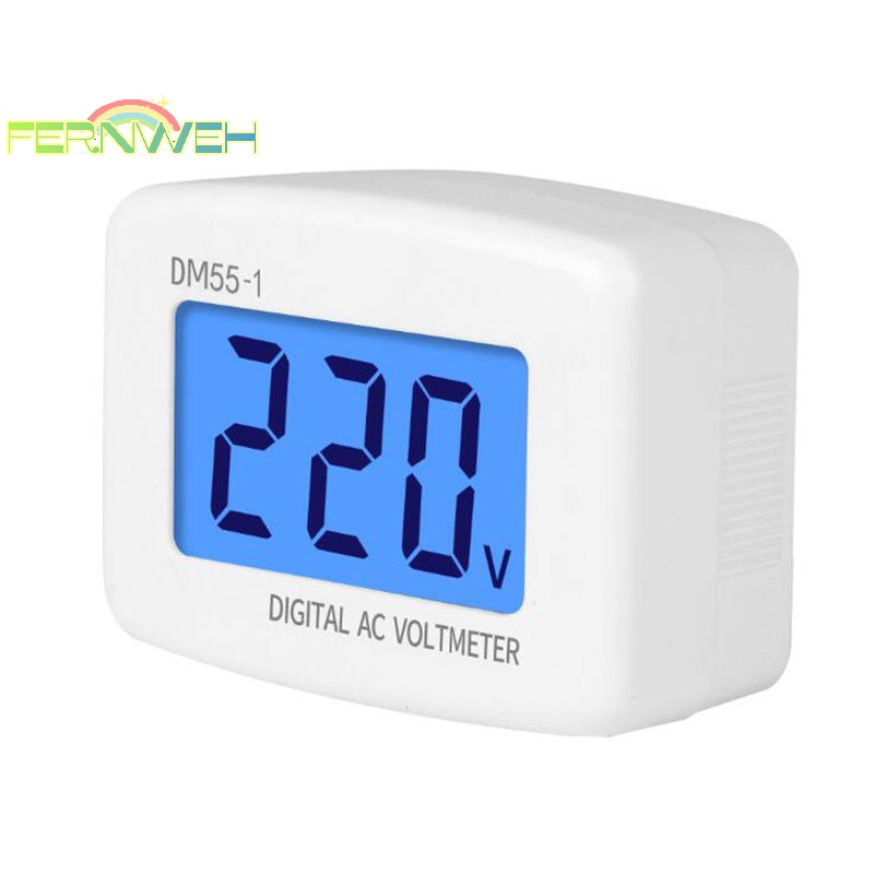 Vôn Kế Kỹ Thuật Số ac 80-300v Phích Cắm eu us dm55-1 Có Màn Hình lcd
