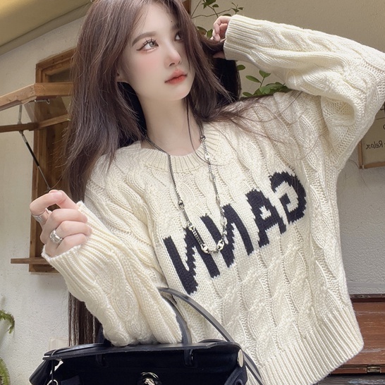 Áo Len Dài Tay Cổ Tròn In Chữ Thiết Kế Mới Thời Trang Dành Cho Mùa Thu Đông áo sweater áo len croptop