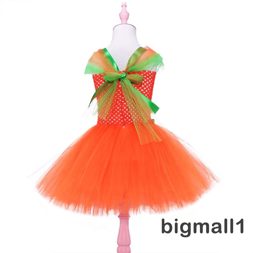 Topmall Set Đầm Hóa Trang Bí Ngô halloween + Túi Kẹp Tóc Dễ Thương Cho Bé Gái 2-9 Tuổi
