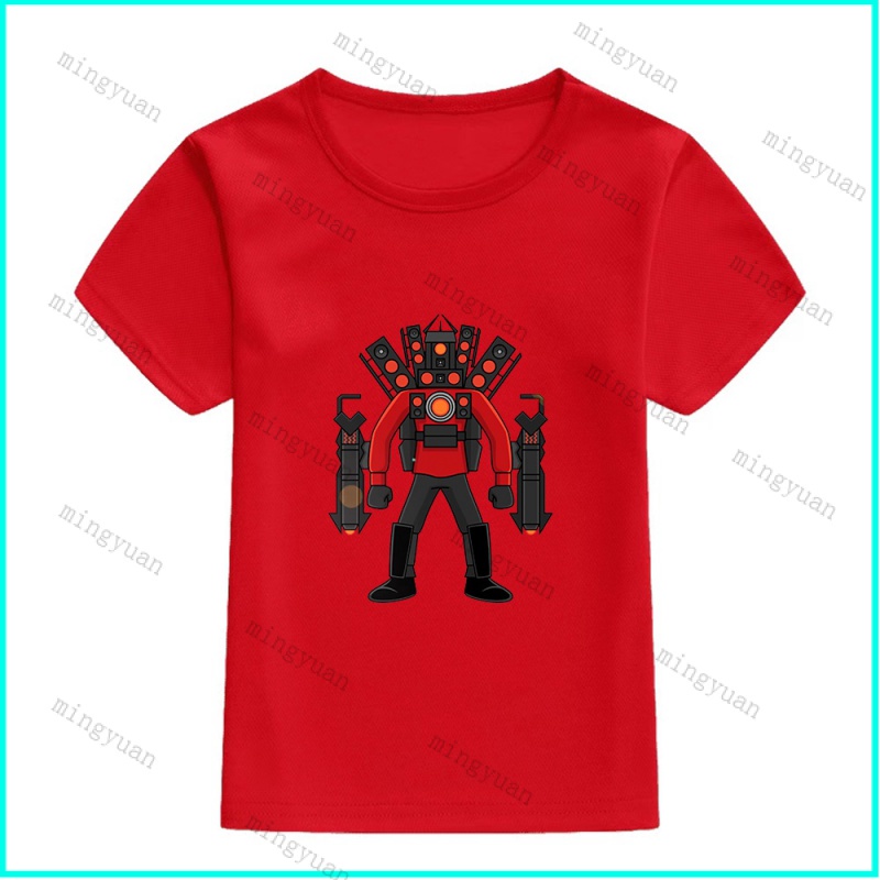 Mingyuan skibidi toilet Titanman Nâng Cấp Áo Thun Tay Ngắn Dáng Rộng unisex Cho Thanh Thiếu Niên