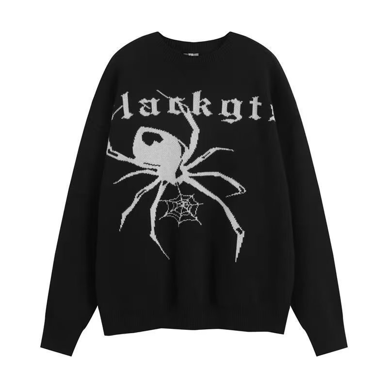 Áo len nam cổ tròn kiểu dáng hàn quốc vải len sợi dày dặn  Áo hoodie thêu hình nhện thời trang thu Đông cho nam nữ