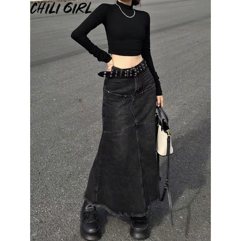 CHILI GIRL váy Chân váy thời trang váy nữ Korean xu hướng Vintage Dễ thương WWY23936LH39Z230925