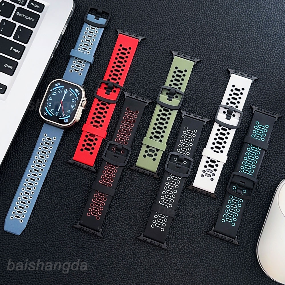 Silicone Dây Đeo Thể Thao Bằng Silicon Cho iwatch 44mm 49mm 45mm 42mm 45mm 45mm 9 8 7 6 5 4 3 se