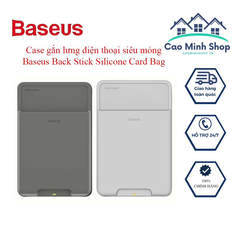 Case đựng thẻ siêu mỏng dùng gắn lưng điện thoại Baseus Back Stick Silicone Card Bag ACKD-B0G - Cao Minh Shop