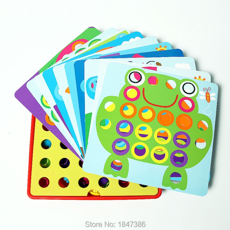 BOARD ARTS AND CRAFTS WITH MUSHROOM NAILS BUTTON IDEA COLOR MATCHING GAME CHILDREN BEST PRESCHOOL EDUCATIONAL BOARD GAME