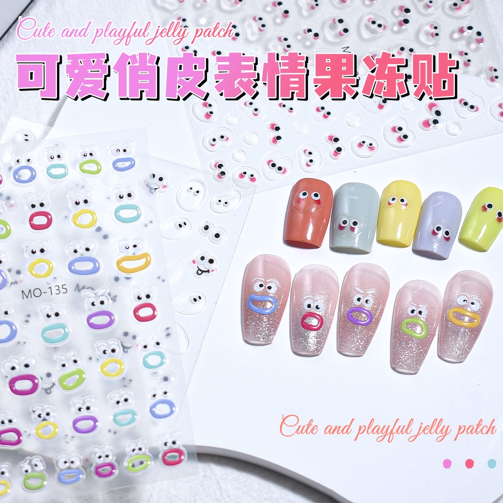 Hình Dán Móng Tay 5d Dập Nổi Hình Quái Vật Dễ Thương