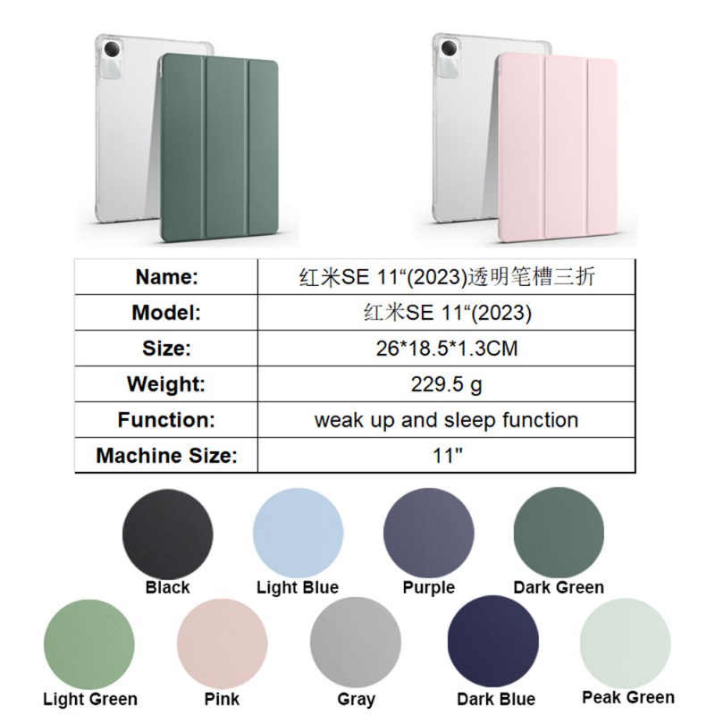 Bao Da Máy Tính Bảng Nắp Lật Thông Minh Có Ngăn Đựng Bút Cho xiaomi redmi pad se 2023 11.0 "Giá Đỡ