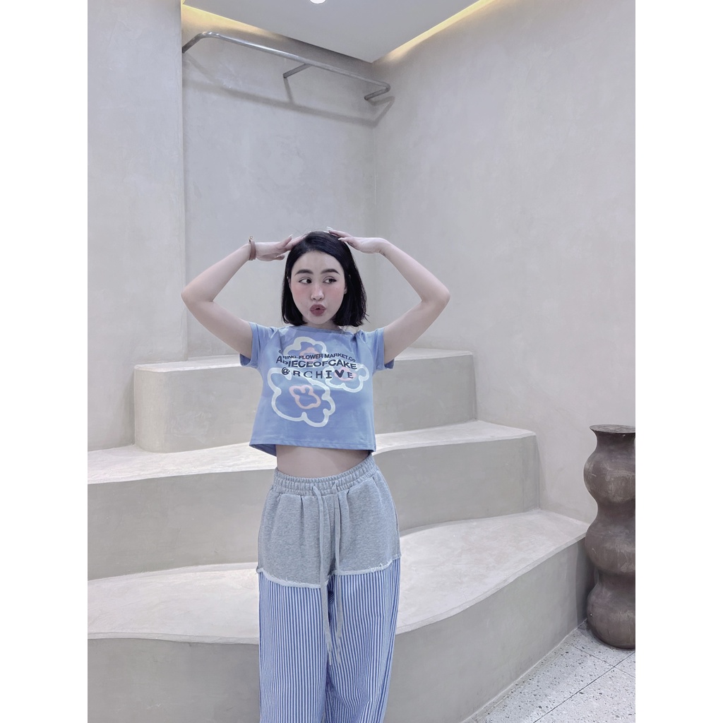 Áo crop y2k baby.tee bông hoa