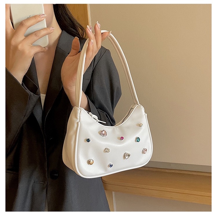 Túi kẹp nách, túi xách đeo vai nữ đính đá đi chơi phong cách hàn quốc PK 557.