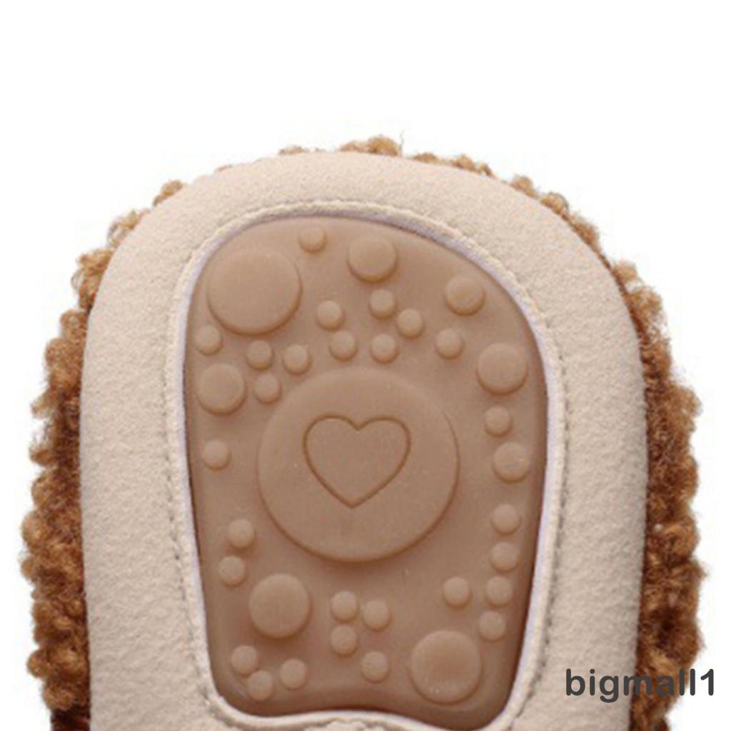 Bigmall Giày Lông Cừu Đế Mềm Chống Trượt Mùa Đông Cho Bé Gái