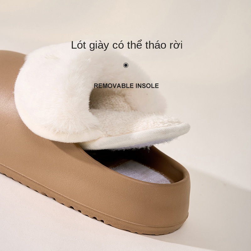 Dép Bông Đi Trong Nhà Đế Dày Chống Trượt Không Thấm Nước Mùa Thu Và Mùa Đông Mới Cho Nữ feces