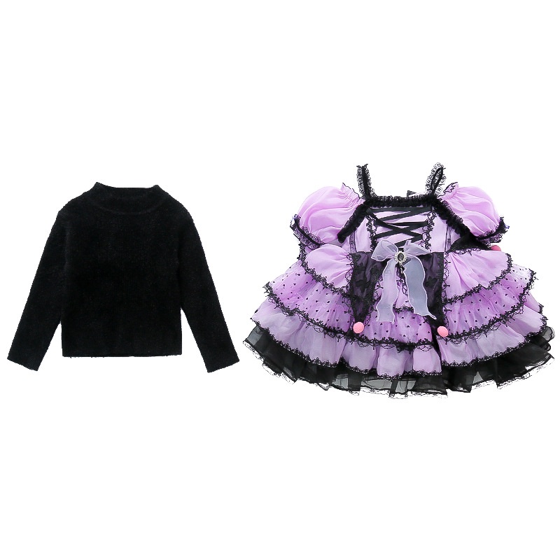 Bộ Đầm Hóa Trang halloween Công Chúa Có Cánh Ác Quỷ Nhỏ Phong Cách lolita Mới Cho Bé Gái