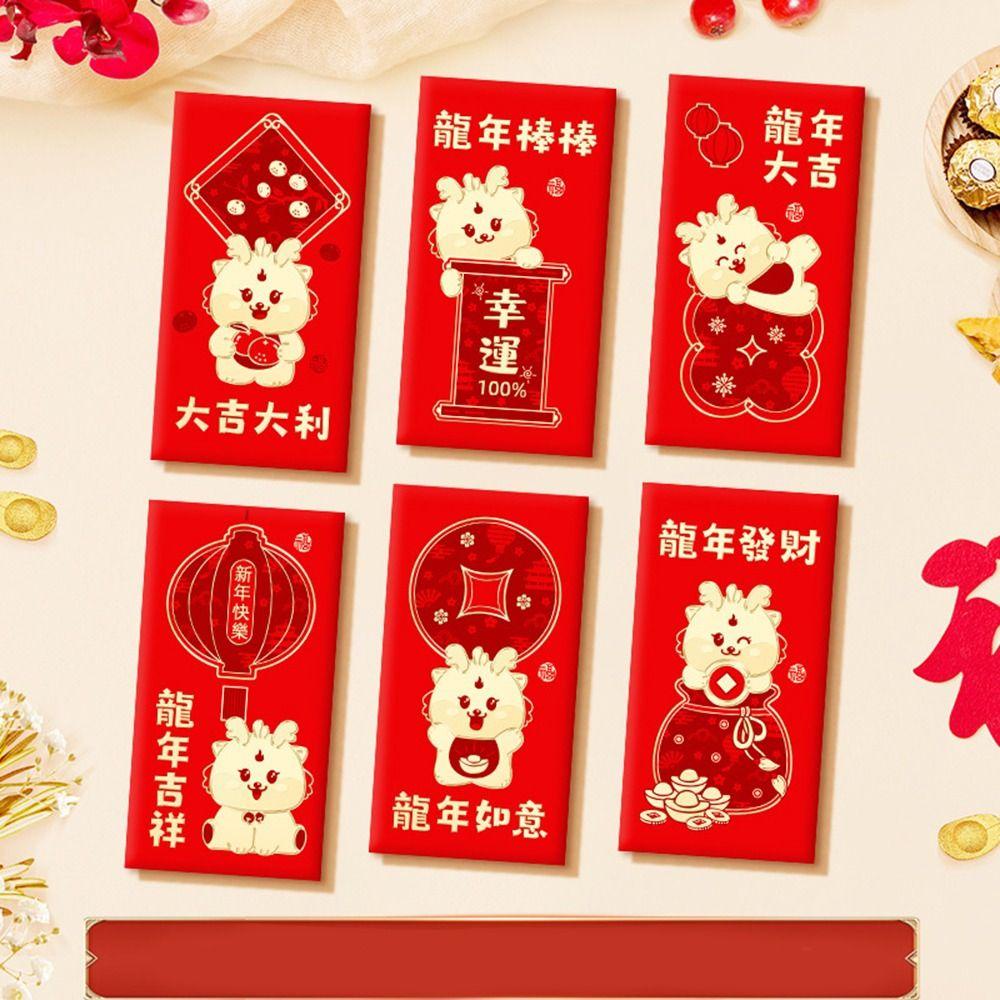 Bao lì xì MMULCK họa tiết rồng may mắn năm mới DIY phong cách truyền thống