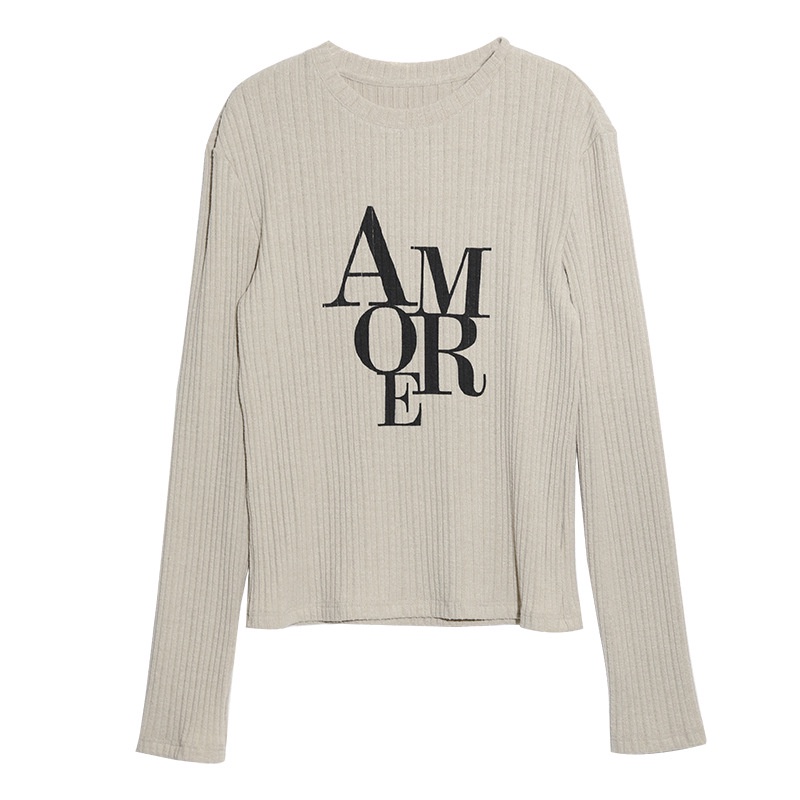 Áo Thun Tay Dài Cổ Tròn In Chữ Thời Trang Thu Đông Dành Cho Nữ