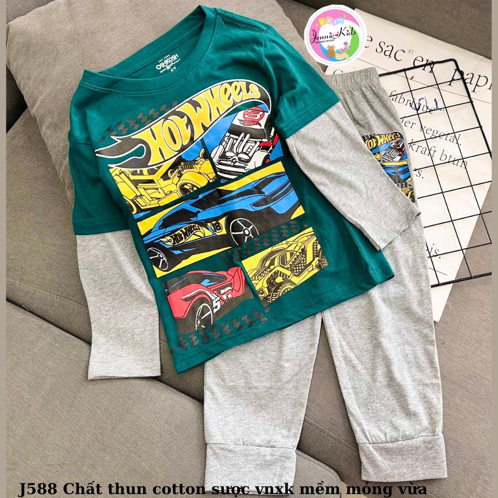 Đồ bộ bé trai dày tay kiểu nối tay xuất chất thun cotton vnxk Jenniekids J588