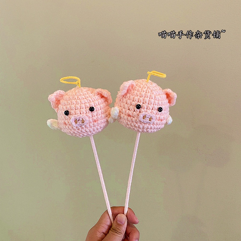 Bó Hoa Đan Len Thủ Công Hình Chú Heo Thiên Thần Dễ Thương Dùng Làm Quà Tặng Cho Bạn Gái