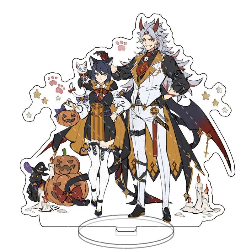 Mô hình Standee Anime Genshin Impact Figure Zhongli Tartaglia Acrylic Halloween Phụ kiện trang trí để bàn góc học tập