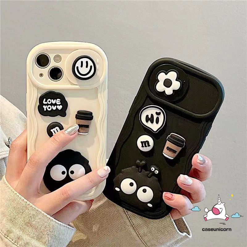 Ốp Điện Thoại Hình Búp Bê 3d Màu Đen / Cà Phê Cho iphone 11 14 12 13 pro max 7 8 6 6s plus xr x xs max