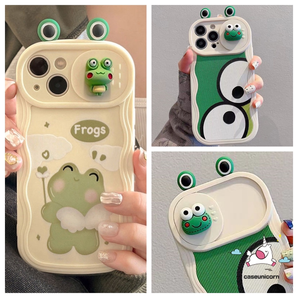 Dễ Thương Ốp Điện Thoại Hình Chú Ếch 3d Có Thể Bảo Vệ camera Cho iphone 11 xr 7plus 14 12 13 11 pro max 7 8 6 6s plus x xs max