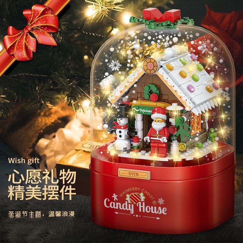 Panda~khối xây dựng đồ chơi xây dựng Cây thông Noel tuyết Ngôi nhà kẹo Giáng sinh Đồ chơi giáo dục lắp ráp bằng tay Đồ trang trí để bàn Đồ trang trí Giáng sinh pres0316